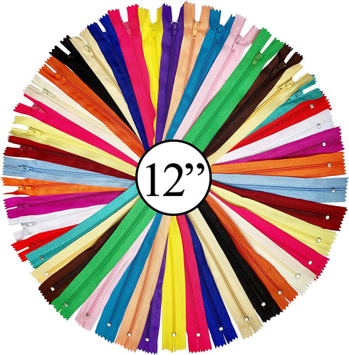 KGS 12 inch Nylon Zipper for Sewing Crafts | 20 Zippers/Pack (20 Colors)...