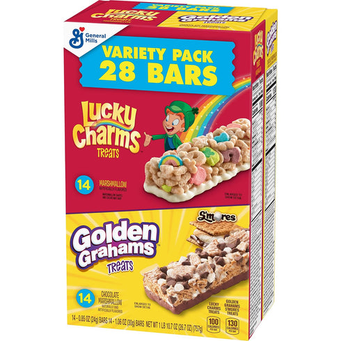 Golden Grahams Lucky Charms Breakfast Cereal Treat Bars Variety Pack, 28 ct...