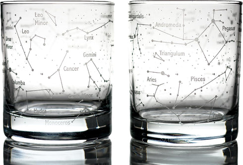 Greenline Goods Whiskey Glasses – Northern Summer Sky & Astronomy Constellations (Set of 2) – Etched 10 Oz Tumbler Gift Set - Old Fashioned Rocks ...