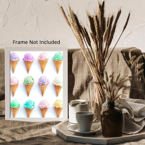 Posterizer 1 pcs-colorful pastel ice cream cones minimal poster 1-Kitchen & Bar Art-Gift for Men Women Teens- Art for Cafe, Restaurant, Coffee Bar...