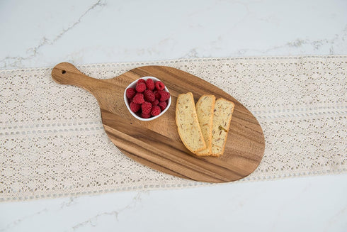 Lipper International Acacia Wood Oblong-Shape Paddle Board for Serving, 8-3/4" x 19-1/4" x 3/8"...
