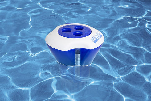 Aquatix Pro Pool Chlorine Floater Dispenser with Thermometer for 1 to 3 inch Tablets, Large & Durable Floating Dispenser for Spa, Hot Tub, In-grou...