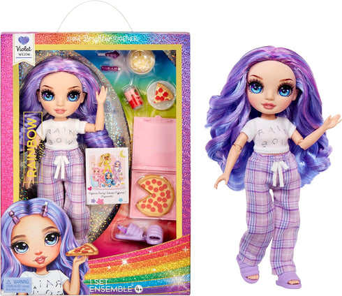 Rainbow High Jr High PJ Party - Violet, Purple 9" Posable Fashion Doll with Soft Onesie, Slippers, Fun Play Accessories, Great Toy Gift for Girls ...