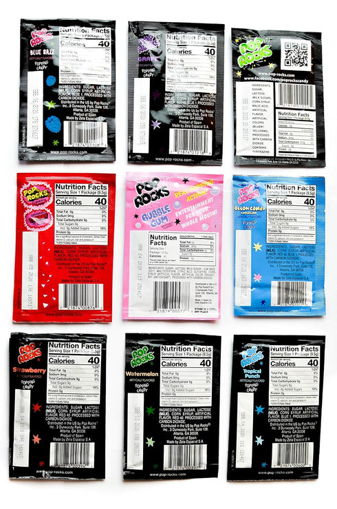 Pop Rocks Candy Ultimate 9 Flavor Assortment Bulk - Strawberry, Cherry, Tropical Punch, Watermelon, Blue Raspberry, Bubble Gum, Cotton Candy, Grap...