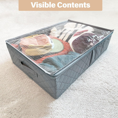 LotFancy Foldable Under Bed Storage Bags, Closet Organizers and storage bins, Clothes Blankets Organizer, with Clear Window and Reinforced Handles...