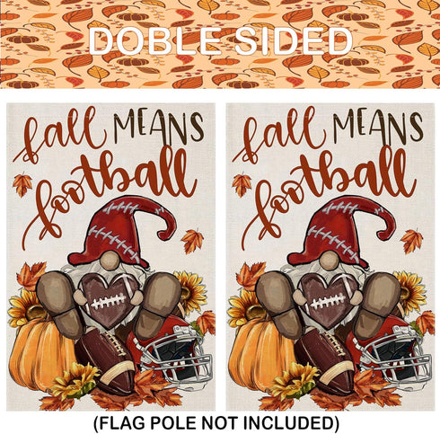 Gnome Garden Flags 12x18 Inch Double Sided, Fall means Football Small Seasonal Decor for Harvest Autumn Thanksgiving Yard Outside Outdoor...