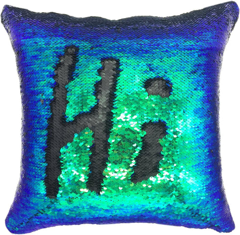 YOUR SMILE Mermaid Throw Pillow Case Magic Reversible Sequins Decorative Cushion Cover Pillowcase for Couch Sofa Bed,16 X 16 Inches,(Green/Black)...