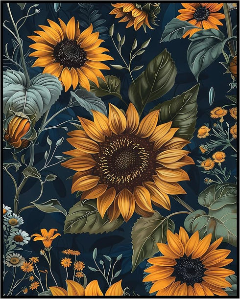 Posterizer 1 pcs-bright yellow wild flowers in the nature-Floral & Botanical Art-Abstract & Modern Art-Decor for Home & Office- UNFRAMED Wall Art...