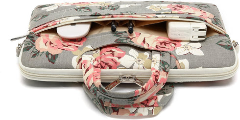 Grey Rose Pattern 15 inch Waterproof Laptop Shoulder Messenger Bag for 14 inch to15.6 inch Laptop and MacBook Pro 15 Laptop Case...
