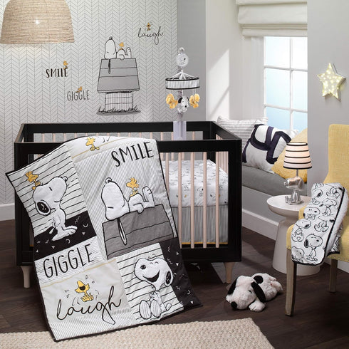 Lambs & Ivy Classic Snoopy with Woodstock & Dog House Black/Gray Wall Decals...