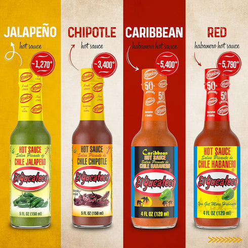 El Yucateco Black Label Reserve Habanero Sauce, 4 oz., 6 Pack, 5,000 Average Scoville Units, Gluten Free, Sugar Free...