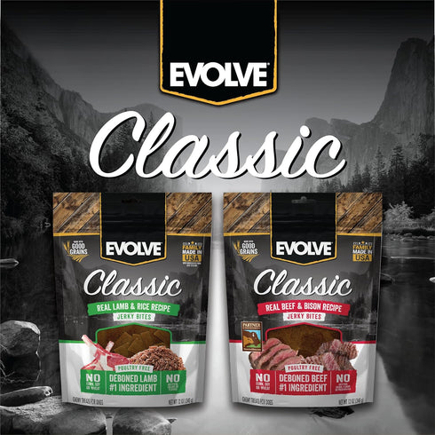 Evolve Classic Beef & Bison Recipe Jerky Bites Soft Dog Treats | 12 oz...