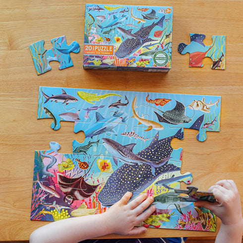 eeBoo: Sharks & Friends - 20 Piece Puzzle - 15 x 11 Kids Jigsaw, Glossy Pieces, Preschool Puzzle, Ages 3+...