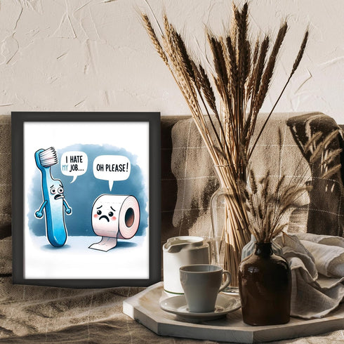 Posterizer 1 pcs-funny gag housewarming gift-toothbrush and TP-Comedy Art-Typography Art-Gift for Men Women Entrepreneur Teens-Bathroom, restroom ...