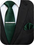 RBOCOTT Solid Color Tie and Pocket Square with Tie Clip Sets...