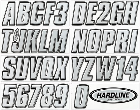 Hardline Products USA Series 800 Factory Matched 3-Inch Boat & PWC Registration Number Kit - Silver/Black - SIBLK800...