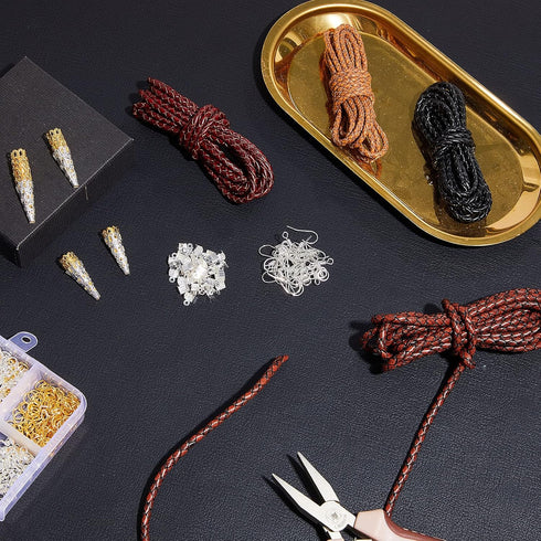 8yd Braided Leather Cord Antique Genuine Leather Strap Folded Bolo Tie Cord Rope Lace for Necklace Bracelet Pendent Jewelry Making Beading Braidin...
