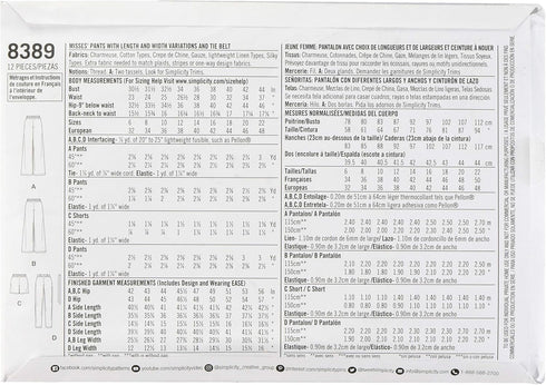 Simplicity Creative Patterns Misses' Pants with Length & Width Variations & Tie Belt Pattern, H5 (6-8-10-12-14)...