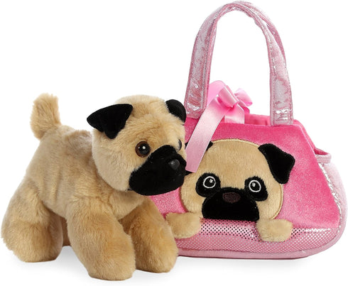 Aurora® Fashionable Fancy Pals™ Peek-A Boo Pug Stuffed Animal - On-The-go Companions - Stylish Accessories - Multicolor 7 Inches...