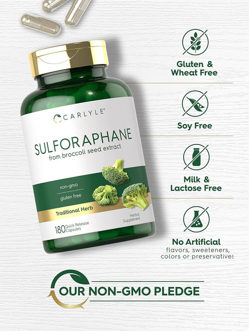 Carlyle Sulforaphane | from Broccoli Seed Extract | 180 Capsules | Traditional Herbal Supplement | Non-GMO and Gluten Free Formula...