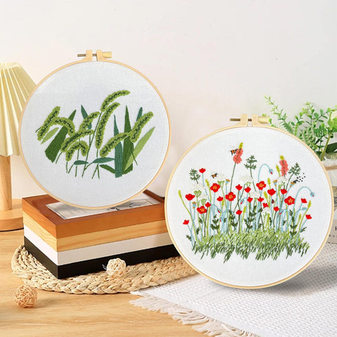 Maydear 4 Packs Embroidery Starter Kit with Pattern, Stamped Cross Stitch Kits for Beginners Adults with Embroidery Hoop and Instructions, Hand Em...