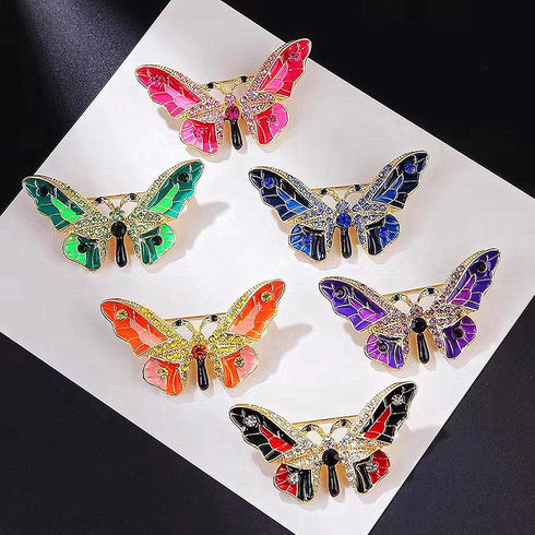 6PCS butterfly brooch pins for women fashion Woman's enamel crystal rhinestone butterfly brooches pin set for Clothes Dresses bulk...