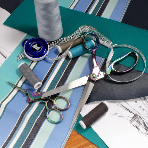 JubileeYarn Unicorn Scissors Heavy Duty Sewing Set - 2 Scissors, Blue Measuring Tape...