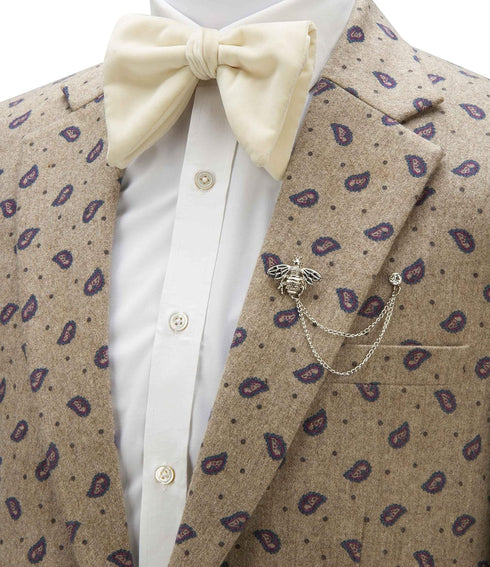 Men's Bee with Hanging Chain Brooch Lapel Pin (Silver)...