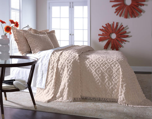 Stylemaster Diamond Tufted Chenille Sham Standard, Ivory...