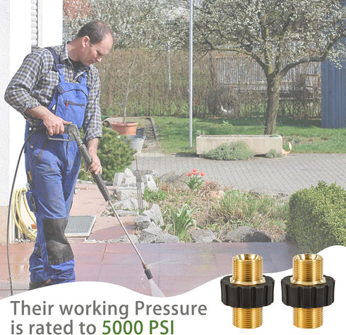 Pressure Washer Adapter Set, M22-14mm Male Fitting to M22-14mm Male Swivel, 5000PSI Pressure Washer Hose Thread Kit...
