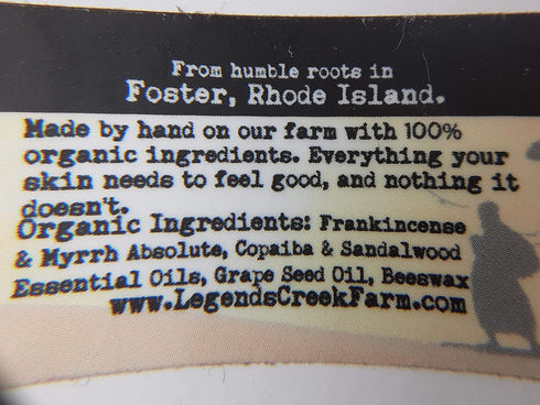 Legend's Creek Farm Herbal Salve - Healing Ointment with Frankincense, Myrrh, & Copaiba - Natural Balm for Skin Irritations & Body Aches - 1Oz Org...