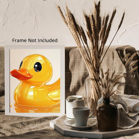 Posterizer 1 pcs-shiny cute golden yellow rubber duck 1-Kids Room Art-Art for Animal Lovers-Decor for nursery toddlers kids room- unframed wall ar...