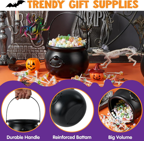 JOYIN Halloween Large Black Cauldron 7.5'', Halloween Witch Cauldron Pot, Candy Kettle, Pot and Bucket, Candy Cauldrons Holder for St. Patricks Pa...