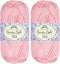 JubileeYarn Dainty Light Yarn - 100g/Skein Worsted Weight Cotton - 305 Primrose Pink - 2 Skeins...