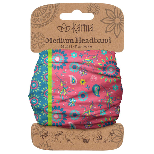 Karma Split Floral Headband for Women - Medium - Fabric Headband and Stretchy Hair Scarf - Multicolor...