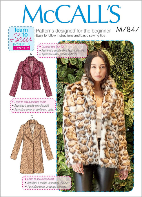 McCall Pattern McCall's Learn Women's Waist and Thigh Length Coat, Sizes Sewing Pattern, Xs-s-m-l-xl...