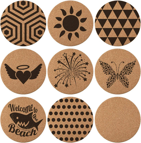 Boao 6 Pcs 6 Inch Round Absorbent Cork Coasters Wooden Cork Plant Coasters for Home, Drinks Coffee Table Dining Wooden Table Desk...