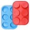 homEdge 6-Cup Silicone Muffin Pan, Pack of 2 Non-Stick Muffin Cupcake Molds-Blue and Red...