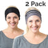 RiptGear Stretch Sport Headband for Women (Black Solid and Striped) — Non-Slip Sweat Wicking Fabric Great for Yoga, Running or The Gym — Soft Head...