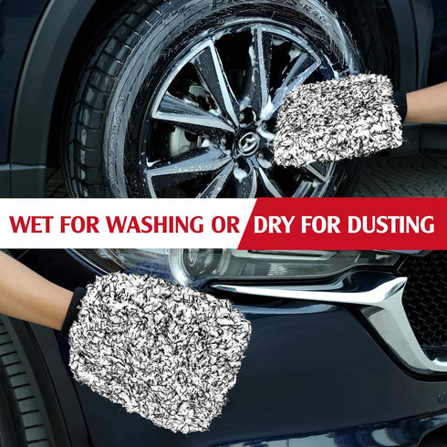 TAKAVU Microfiber Cleaning Mitt, 2 Pack Premium Cyclone Car Washing Gloves, Scratch-Free Lint-Free Wash Mitts, Holds Tons of Sudsy Water for Effec...