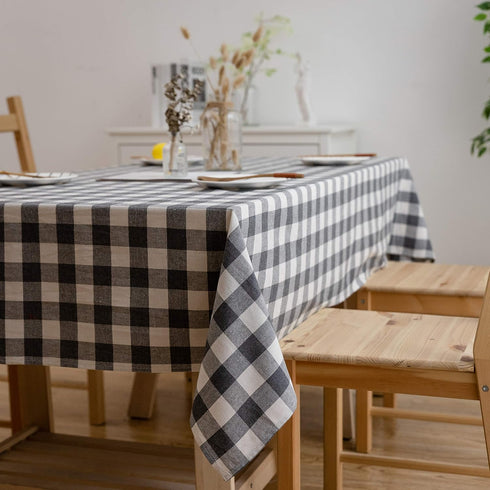 Aquazolax Table Cloths for Rectangle Tables Gray Buffalo Plaid Extra Long Farmhouse Decorative Wrinkle Free Table Covers for 6 Foot Table, 54Wx 10...