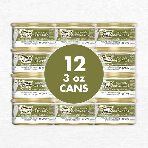 Purina Fancy Feast Wet Cat Food Gourmet Naturals White Meat Chicken Recipe in Wet Cat Food Gravy - (Pack of 12) 3 oz. Cans...