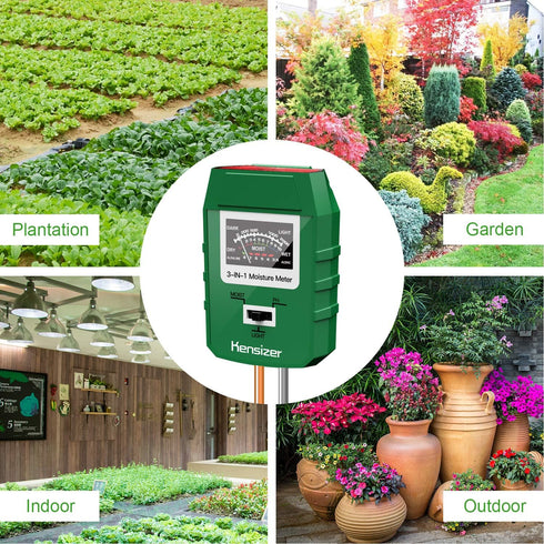 Kensizer Soil Tester, 3-in-1 Soil Moisture/Light/pH Meter, Gardening Lawn Farm Test Kit Tool, Digital Plant Probe, Water Hydrometer Sunlight Teste...
