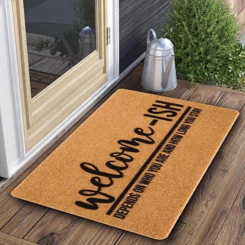 Welcome-Ish Front Door Mat - Welcome-Ish Depends Who You are Doormat Non Slip Backing Mat for Home Entry Farmhouse?17"x 29" ?...