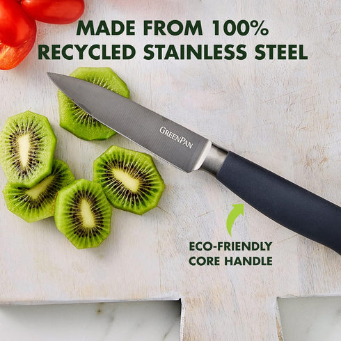 GreenPan Titanium 4" Paring Knife, Titanium Coated, Stainless Steel, Eco-friendly, Ergonomic Grip, Slip Resistant, Balanced, Heat Treated, Hand Sh...