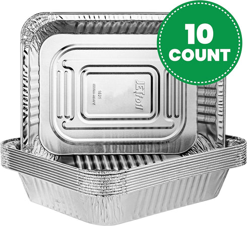 PLASTICPRO Disposable 9 x 13 Heavy Weight Aluminum Foil Pans Half Size Deep Steam Table Bakeware - Cookware Perfect for Baking Cakes, Bread, Meatl...