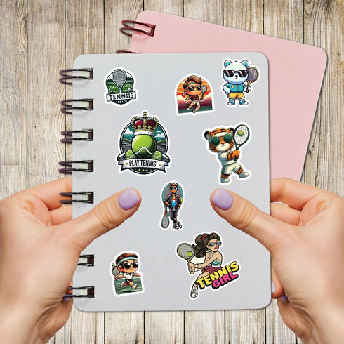 Pack 50 PCS Tennis Stickers Print Waterproof Vinyl Decals Items for Boys Men Adults Teens Sports Players Decorations Car Phone Case Water Bottles ...