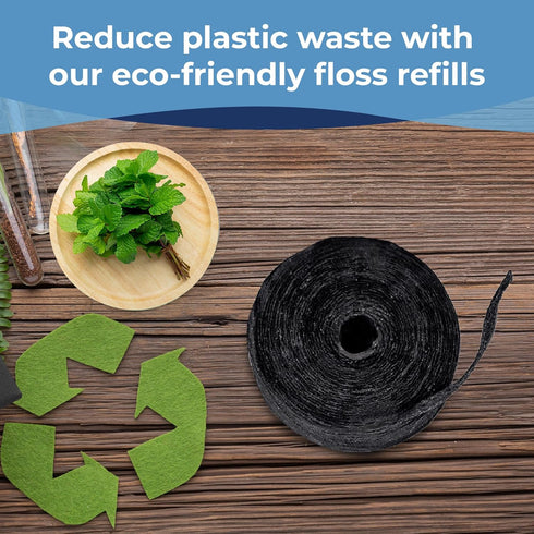 Expandable Floss Treated with Activated Charcoal, Xylitol, Natural Plant Based Wax, Refreshing Mint Flavor - Pack of 5 (Refills Only)...
