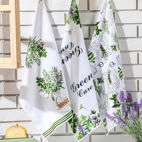 6 Pcs Herbs Kitchen Towels Medical Herbs Dish Towels Farmhouse Fresh Hand Towels Mom Gifts for Herbs Lovers Bathroom Decor Kitchen Gifts Summer...