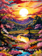 Benjenes Nature Landscape Diamond Painting Kits for Adults Forest Sunset Diamond Art Kits 5d Round Diamond Full Drill Diamond Arts DIY Gem Art Cra...